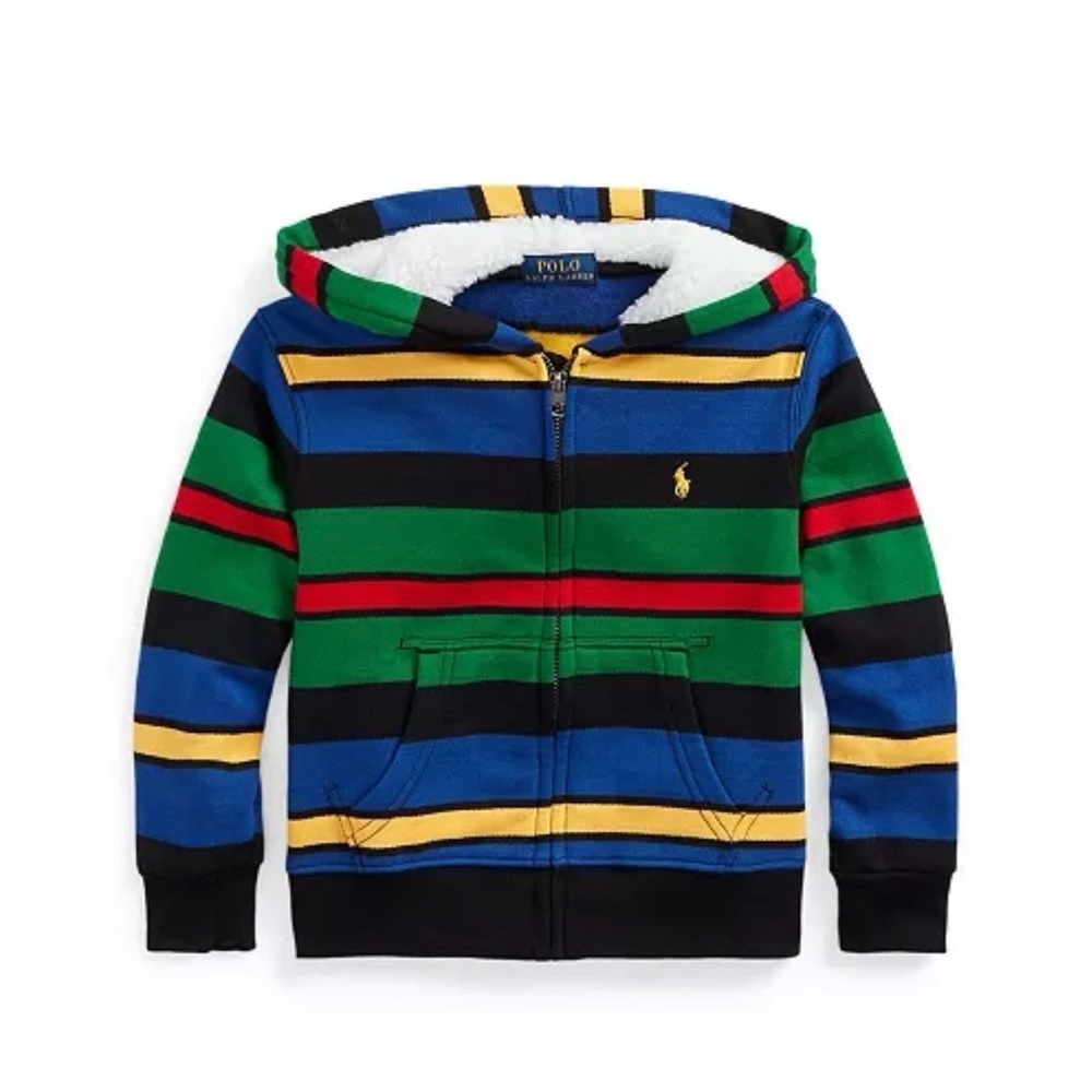 Polo by Ralph Lauren Kids Multicolor Striped Hoodie Size L (14-16)
